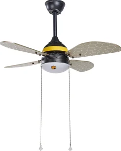 Outlet Beliani Ventilatore a soffitto con luce DOLORES LED Giallo Giallo Grigio Nero