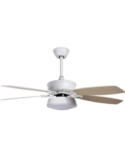 Clearance Beliani Ventilatore a soffitto con luce LOGAN con telecomando LED Bianco Bianco Marrone
