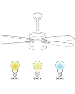 Clearance Beliani Ventilatore a soffitto con luce LOGAN con telecomando LED Bianco Bianco Marrone