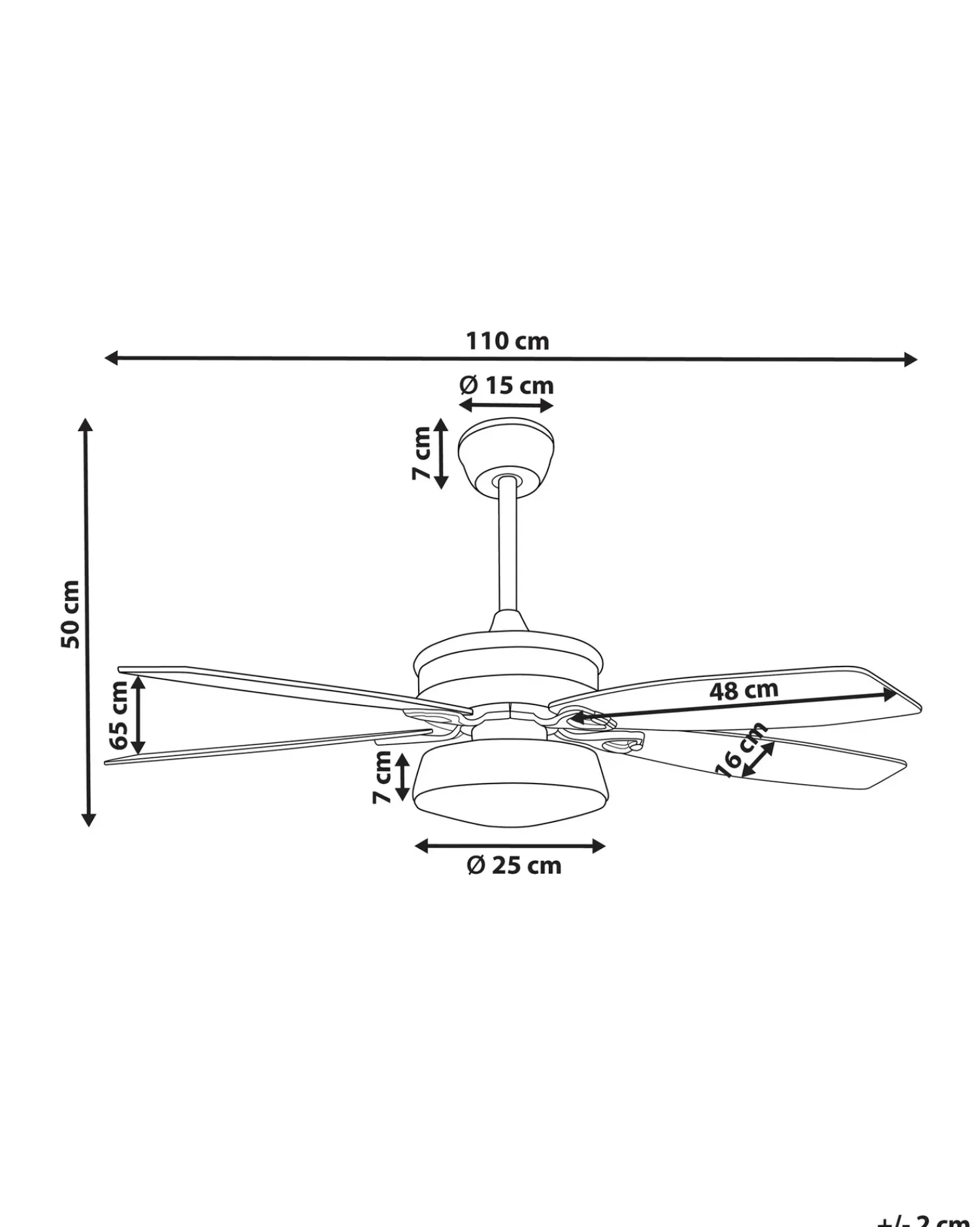 Clearance Beliani Ventilatore a soffitto con luce LOGAN con telecomando LED Bianco Bianco Marrone