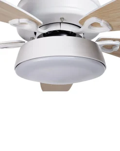 Clearance Beliani Ventilatore a soffitto con luce LOGAN con telecomando LED Bianco Bianco Marrone