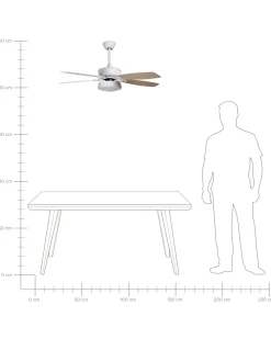 Clearance Beliani Ventilatore a soffitto con luce LOGAN con telecomando LED Bianco Bianco Marrone