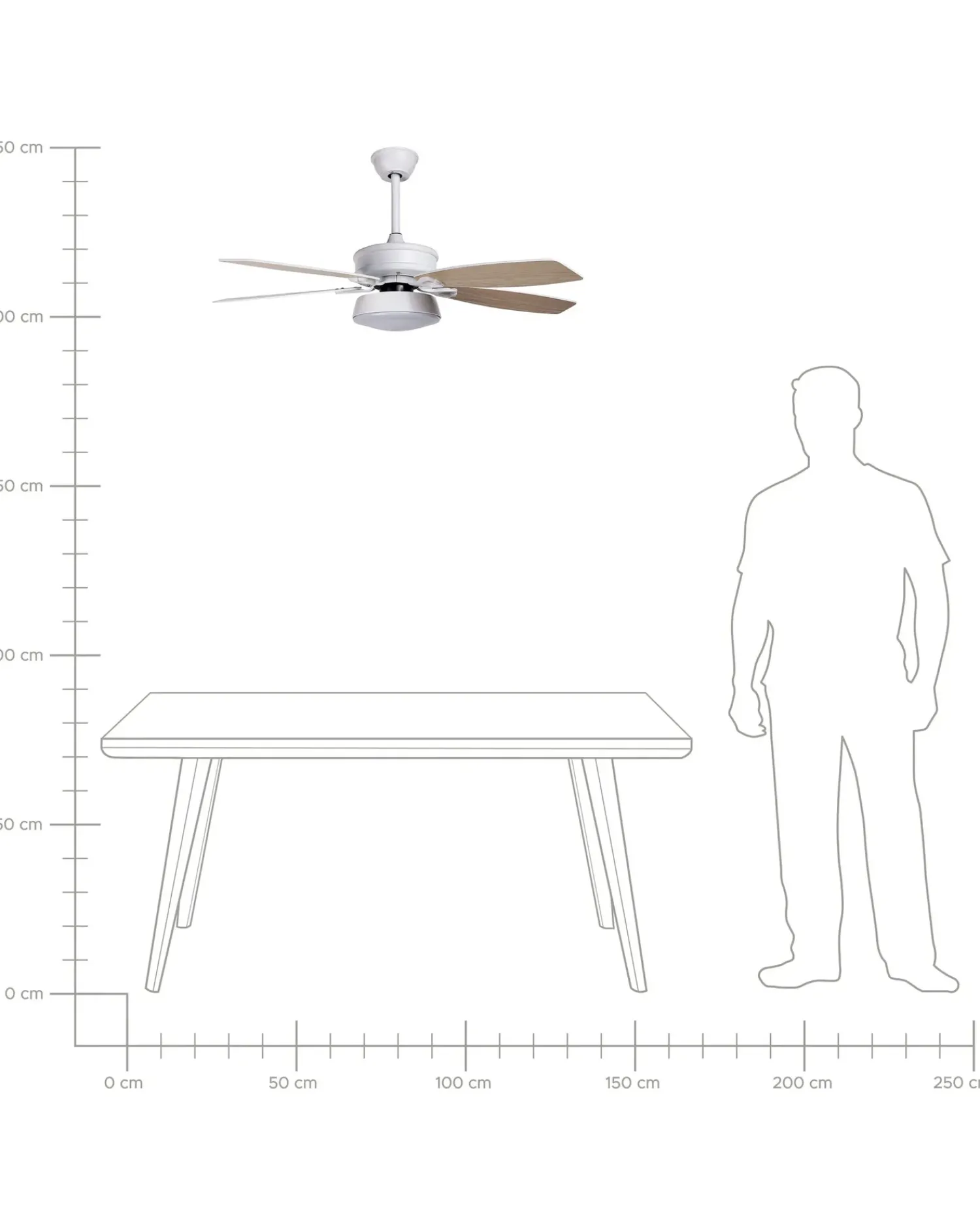 Clearance Beliani Ventilatore a soffitto con luce LOGAN con telecomando LED Bianco Bianco Marrone