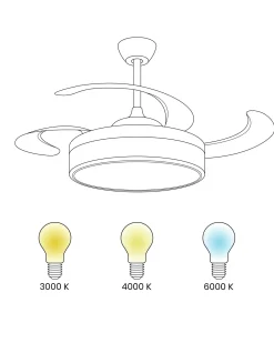 Hot Beliani Ventilatore a soffitto con luce FREMONT con telecomando LED Bianco Bianco Marrone