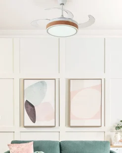Hot Beliani Ventilatore a soffitto con luce FREMONT con telecomando LED Bianco Bianco Marrone