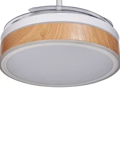 Hot Beliani Ventilatore a soffitto con luce FREMONT con telecomando LED Bianco Bianco Marrone