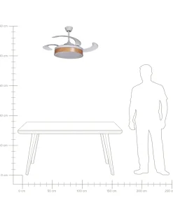 Hot Beliani Ventilatore a soffitto con luce FREMONT con telecomando LED Bianco Bianco Marrone