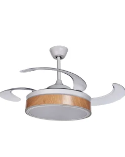 Hot Beliani Ventilatore a soffitto con luce FREMONT con telecomando LED Bianco Bianco Marrone