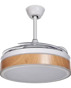 Hot Beliani Ventilatore a soffitto con luce FREMONT con telecomando LED Bianco Bianco Marrone