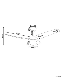 Clearance Beliani Ventilatore a soffitto con luce JIBOA con telecomando Nero