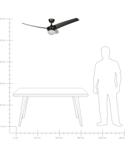 Clearance Beliani Ventilatore a soffitto con luce JIBOA con telecomando Nero