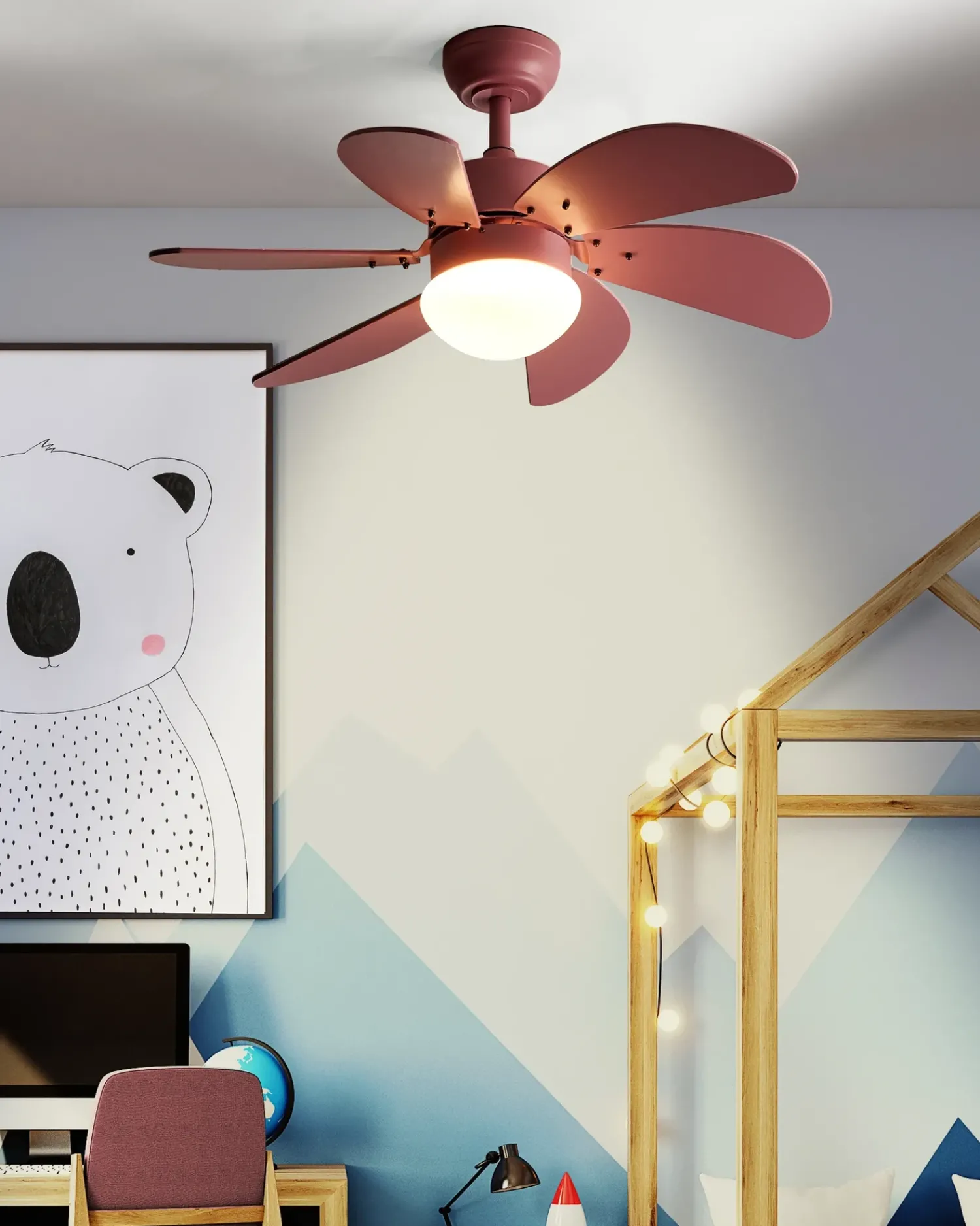 Hot Beliani Ventilatore a soffitto con luce LOGAR con telecomando LED Rosa