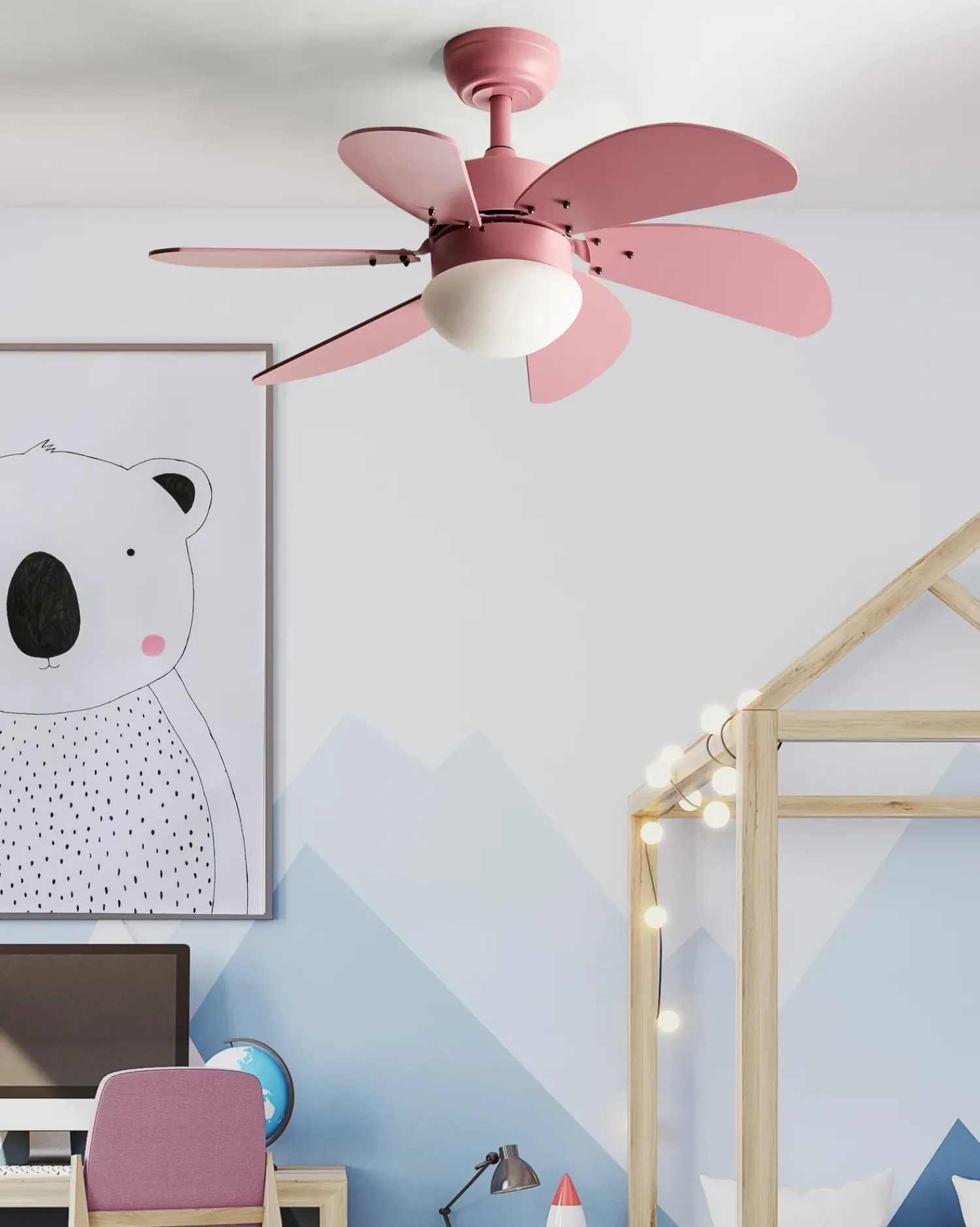 Hot Beliani Ventilatore a soffitto con luce LOGAR con telecomando LED Rosa