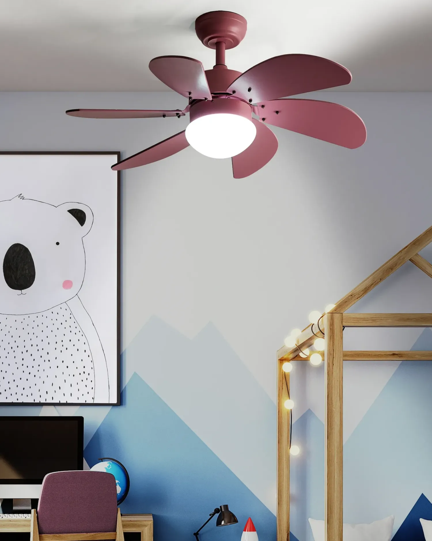 Hot Beliani Ventilatore a soffitto con luce LOGAR con telecomando LED Rosa