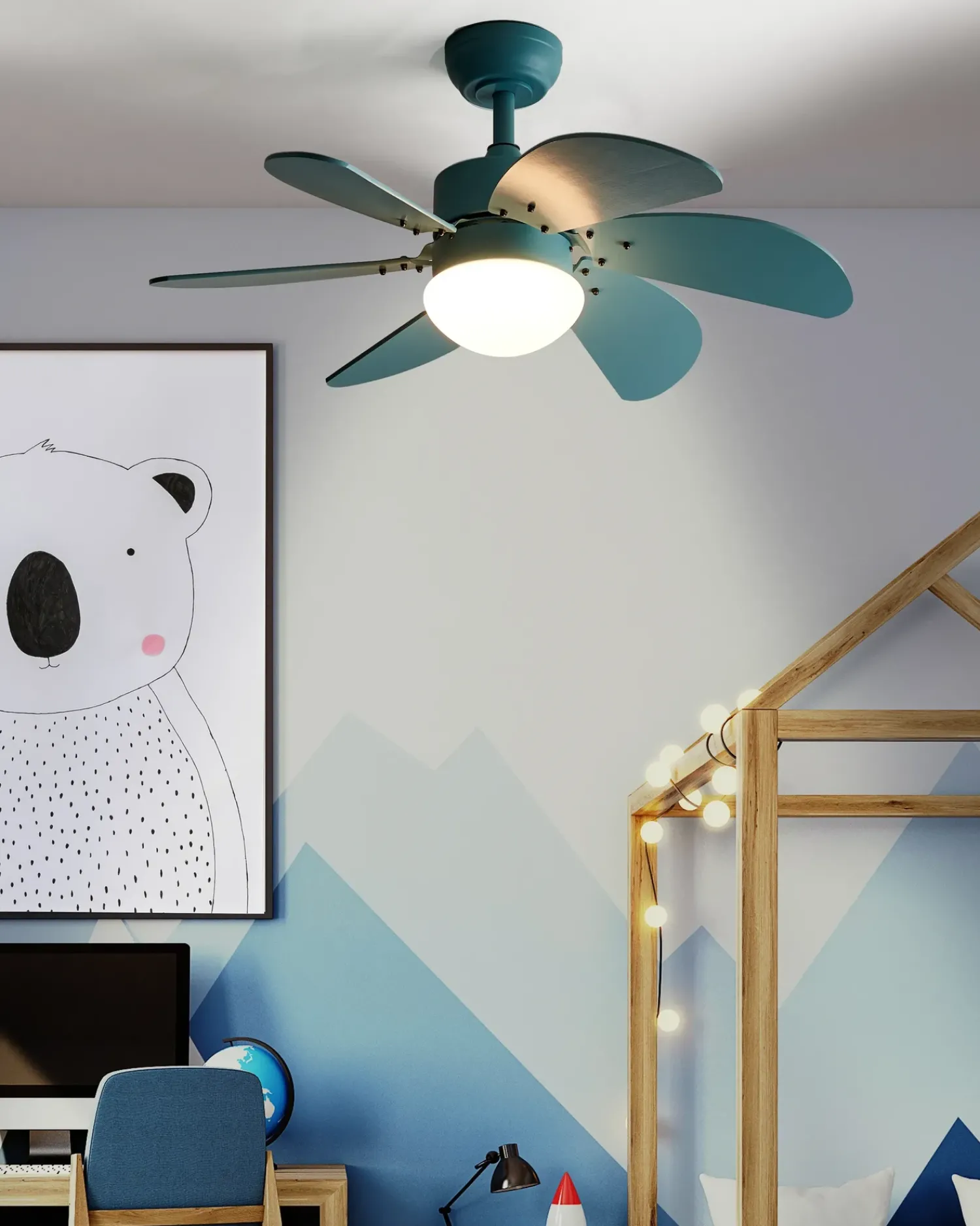 Best Beliani Ventilatore a soffitto con luce LOGAR con telecomando LED Blu
