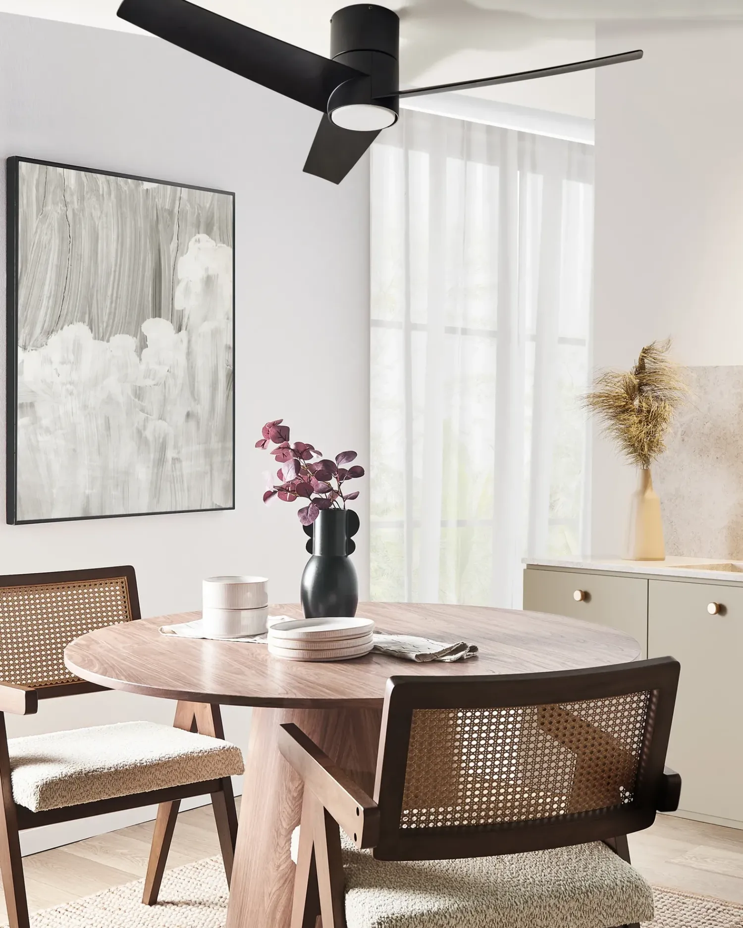 Best Beliani Ventilatore a soffitto con luce CANETE con telecomando LED Nero Bianco Nero