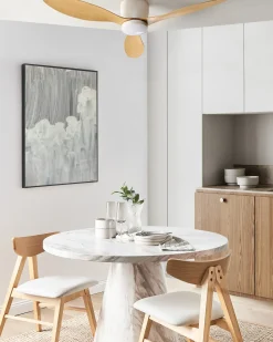 Discount Beliani Ventilatore a soffitto con luce VEMBAR con telecomando LED Marrone chiaro Bianco Marrone