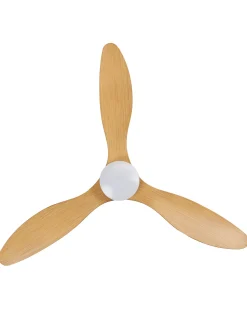 Discount Beliani Ventilatore a soffitto con luce VEMBAR con telecomando LED Marrone chiaro Bianco Marrone