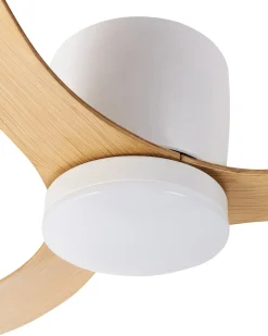 Discount Beliani Ventilatore a soffitto con luce VEMBAR con telecomando LED Marrone chiaro Bianco Marrone