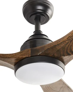 Best Beliani Ventilatore a soffitto con luce MOYAR con telecomando LED Marrone scuro Marrone Nero