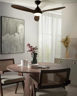 Best Beliani Ventilatore a soffitto con luce MOYAR con telecomando LED Marrone scuro Marrone Nero