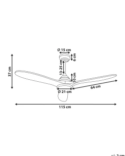 Best Beliani Ventilatore a soffitto con luce MOYAR con telecomando LED Marrone scuro Marrone Nero