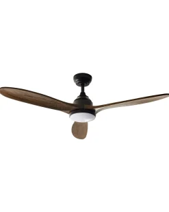 Best Beliani Ventilatore a soffitto con luce MOYAR con telecomando LED Marrone scuro Marrone Nero