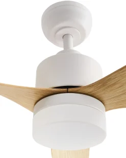 Clearance Beliani Ventilatore a soffitto con luce ANDERSON con telecomando LED Marrone chiaro Bianco Marrone