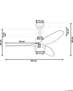 Clearance Beliani Ventilatore a soffitto con luce ANDERSON con telecomando LED Marrone chiaro Bianco Marrone