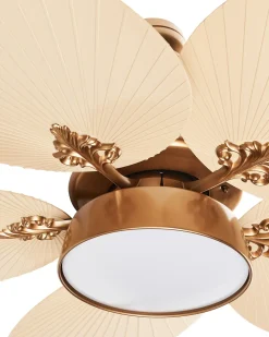 Clearance Beliani Ventilatore a soffitto con luce BORMEJO con telecomando LED Oro Beige Oro