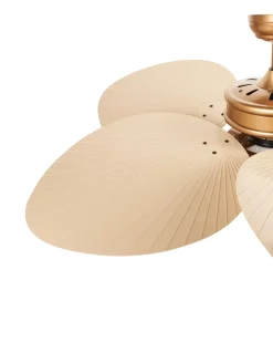 Clearance Beliani Ventilatore a soffitto con luce BORMEJO con telecomando LED Oro Beige Oro