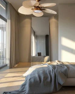 Clearance Beliani Ventilatore a soffitto con luce BORMEJO con telecomando LED Oro Beige Oro
