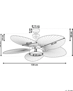 Clearance Beliani Ventilatore a soffitto con luce BORMEJO con telecomando LED Oro Beige Oro