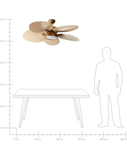 Clearance Beliani Ventilatore a soffitto con luce BORMEJO con telecomando LED Oro Beige Oro