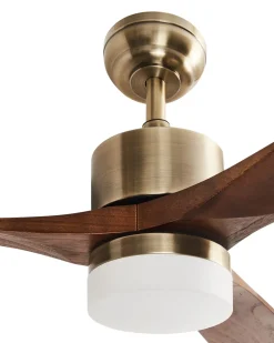 Sale Beliani Ventilatore a soffitto con luce ARUWIMI con telecomando LED Ottone Ottone Marrone
