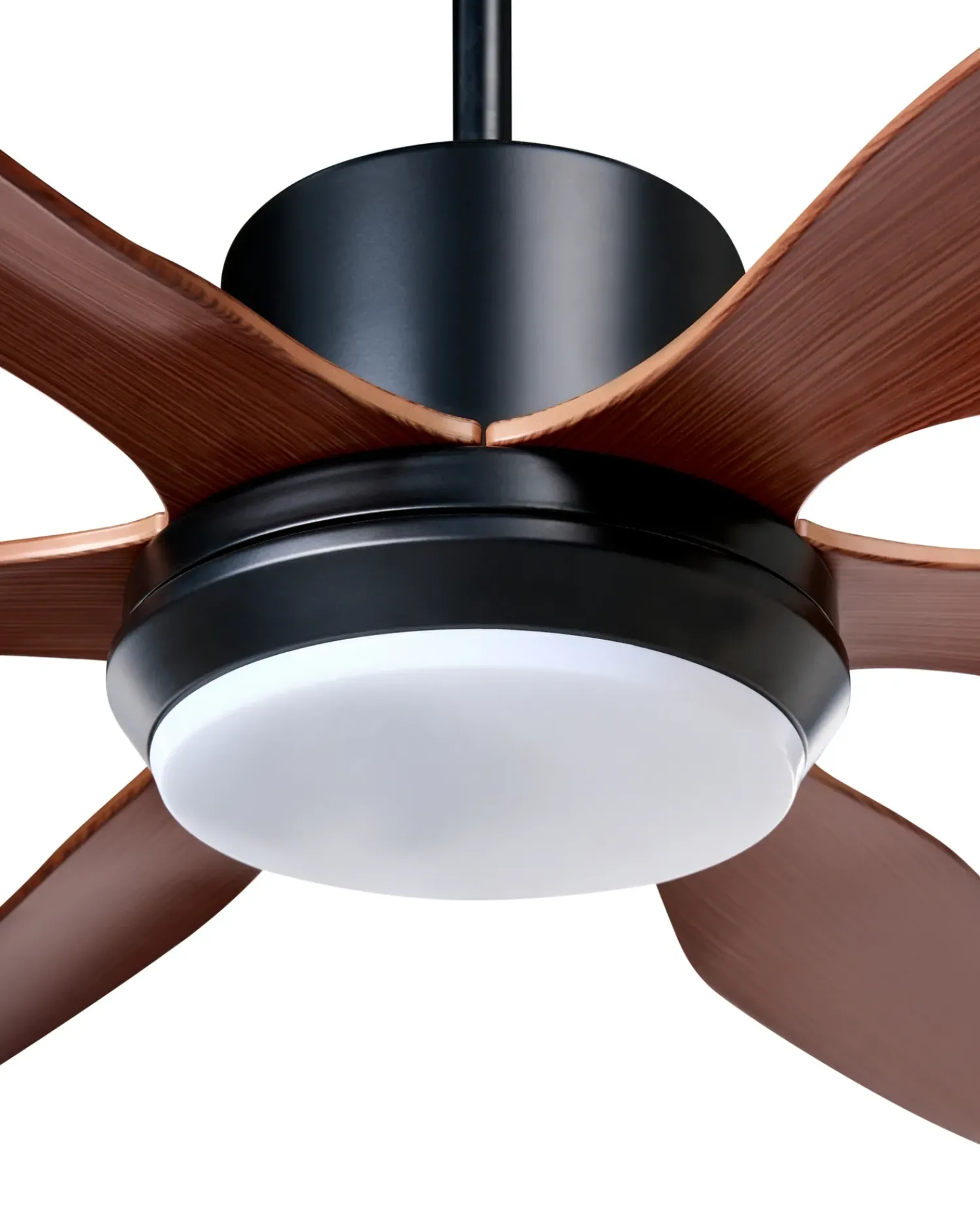 New Beliani Ventilatore a soffitto con luce VERDURE con telecomando LED Marrone Marrone Nero