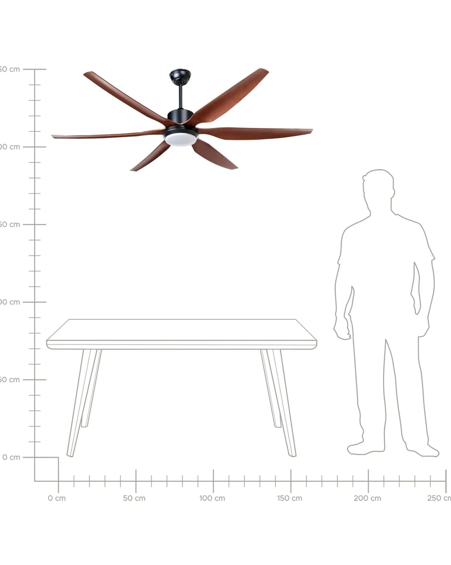 New Beliani Ventilatore a soffitto con luce VERDURE con telecomando LED Marrone Marrone Nero