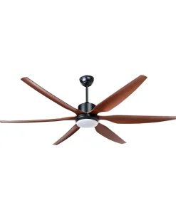 New Beliani Ventilatore a soffitto con luce VERDURE con telecomando LED Marrone Marrone Nero