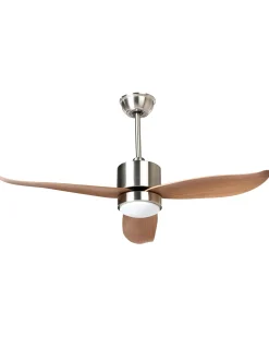 Best Beliani Ventilatore a soffitto con luce MAHAUT con telecomando LED Marrone chiaro Marrone Argento