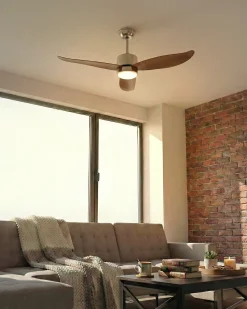 Best Beliani Ventilatore a soffitto con luce MAHAUT con telecomando LED Marrone chiaro Marrone Argento