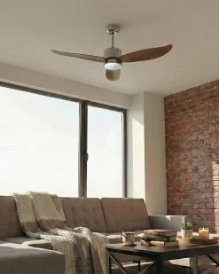 Best Beliani Ventilatore a soffitto con luce MAHAUT con telecomando LED Marrone chiaro Marrone Argento