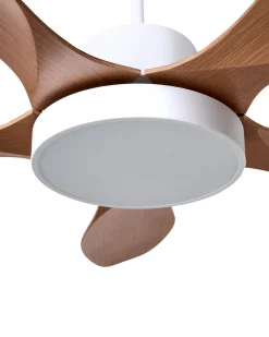 Discount Beliani Ventilatore a soffitto con luce BARBET con telecomando LED Marrone chiaro Bianco Marrone