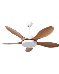 Discount Beliani Ventilatore a soffitto con luce BARBET con telecomando LED Marrone chiaro Bianco Marrone