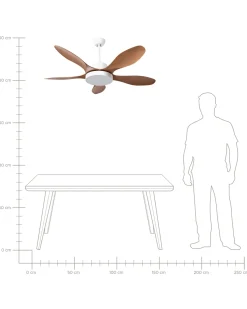 Discount Beliani Ventilatore a soffitto con luce BARBET con telecomando LED Marrone chiaro Bianco Marrone