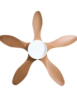 Discount Beliani Ventilatore a soffitto con luce BARBET con telecomando LED Marrone chiaro Bianco Marrone