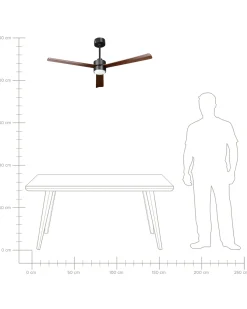 Online Beliani Ventilatore a soffitto con luce JEREMY con telecomando LED Marrone Marrone Nero