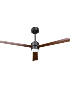 Online Beliani Ventilatore a soffitto con luce JEREMY con telecomando LED Marrone Marrone Nero