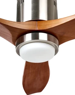 Outlet Beliani Ventilatore a soffitto con luce PIAYE con telecomando LED Marrone Marrone Argento