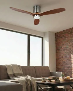 Outlet Beliani Ventilatore a soffitto con luce PIAYE con telecomando LED Marrone Marrone Argento