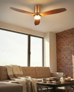 Outlet Beliani Ventilatore a soffitto con luce PIAYE con telecomando LED Marrone Marrone Argento